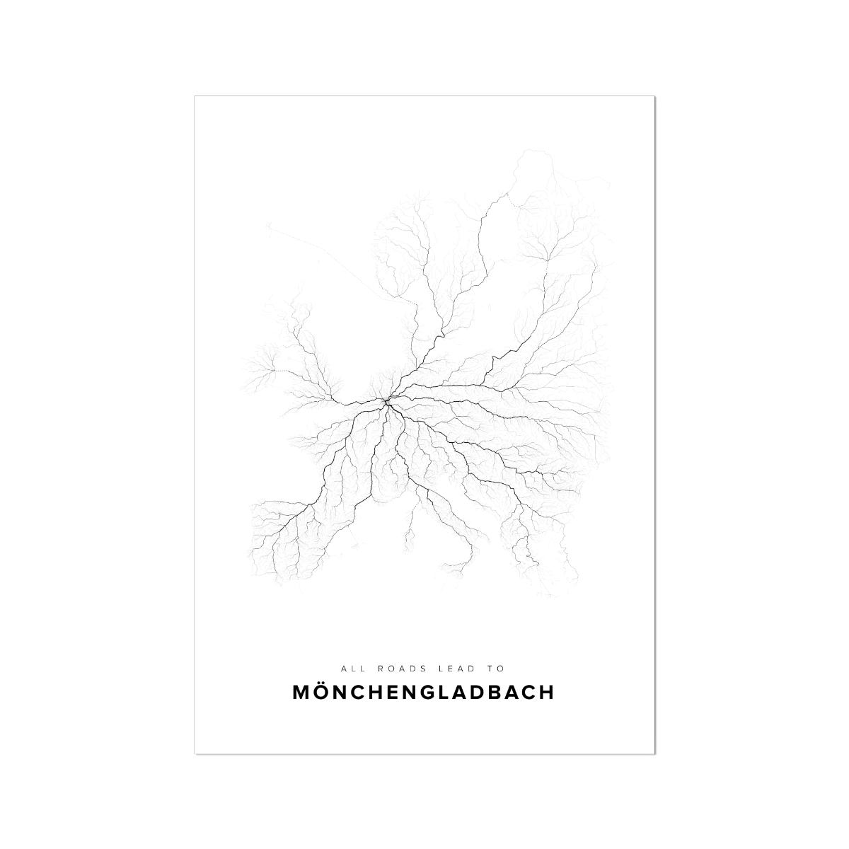 All roads lead to Mönchengladbach (Germany) Fine Art Map Print