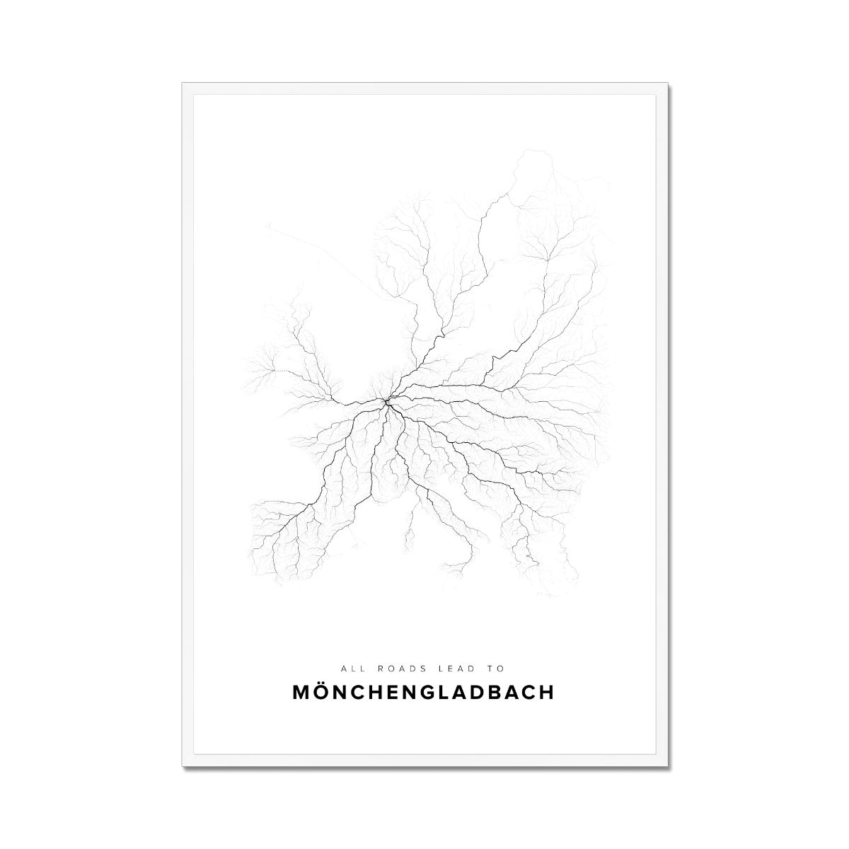 All roads lead to Mönchengladbach (Germany) Fine Art Map Print