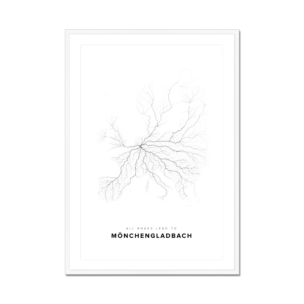 All roads lead to Mönchengladbach (Germany) Fine Art Map Print