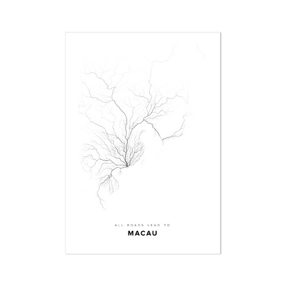 All roads lead to Macau (Macao) Fine Art Map Print