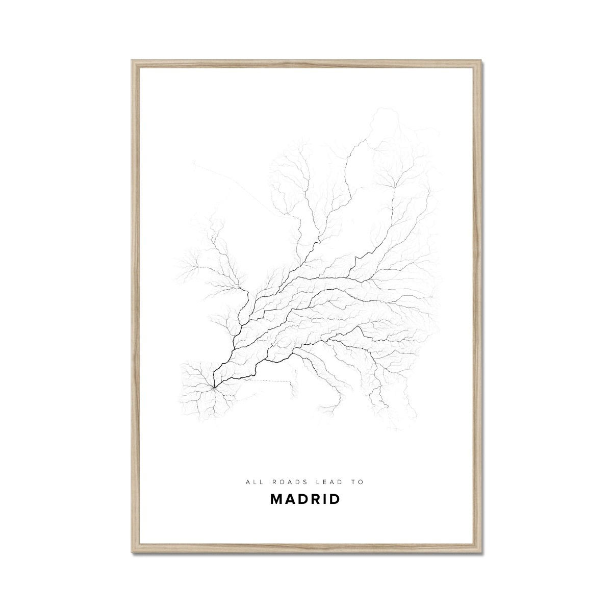 All roads lead to Madrid (Spain) Fine Art Map Print