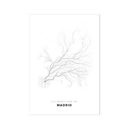 All roads lead to Madrid (Spain) Fine Art Map Print