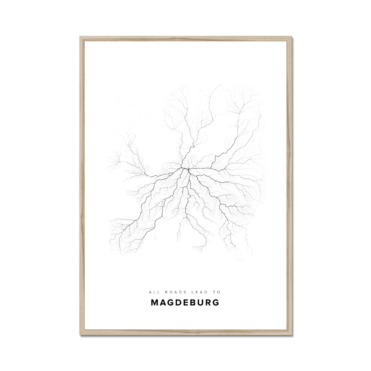 All roads lead to Magdeburg (Germany) Fine Art Map Print