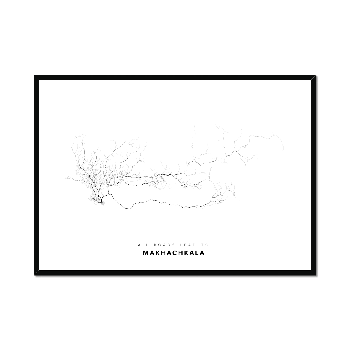 All roads lead to Makhachkala (Russian Federation) Fine Art Map Print