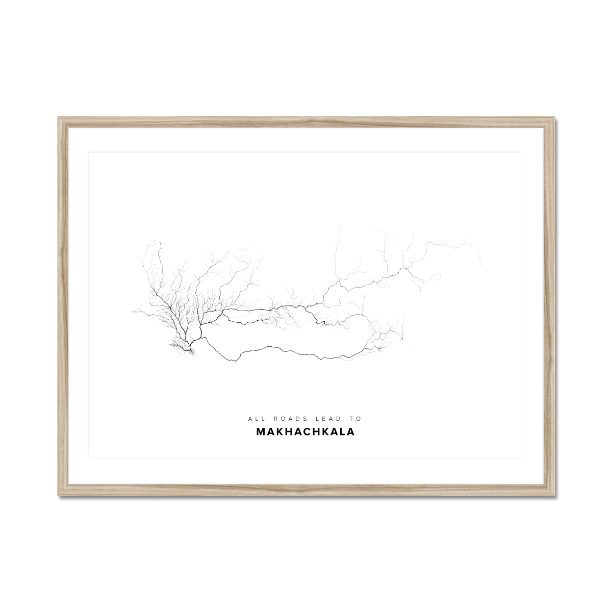 All roads lead to Makhachkala (Russian Federation) Fine Art Map Print
