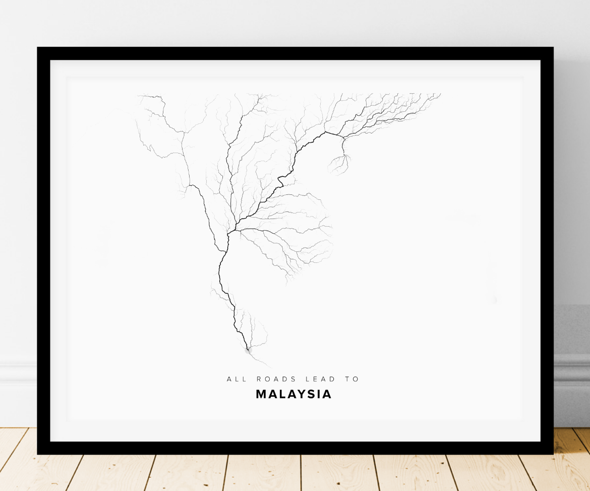 All roads lead to Malaysia Fine Art Map Print