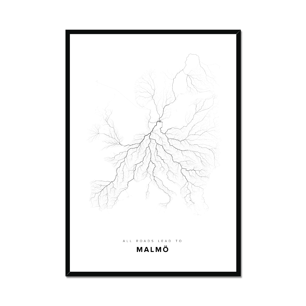 All roads lead to Malmö (Sweden) Fine Art Map Print