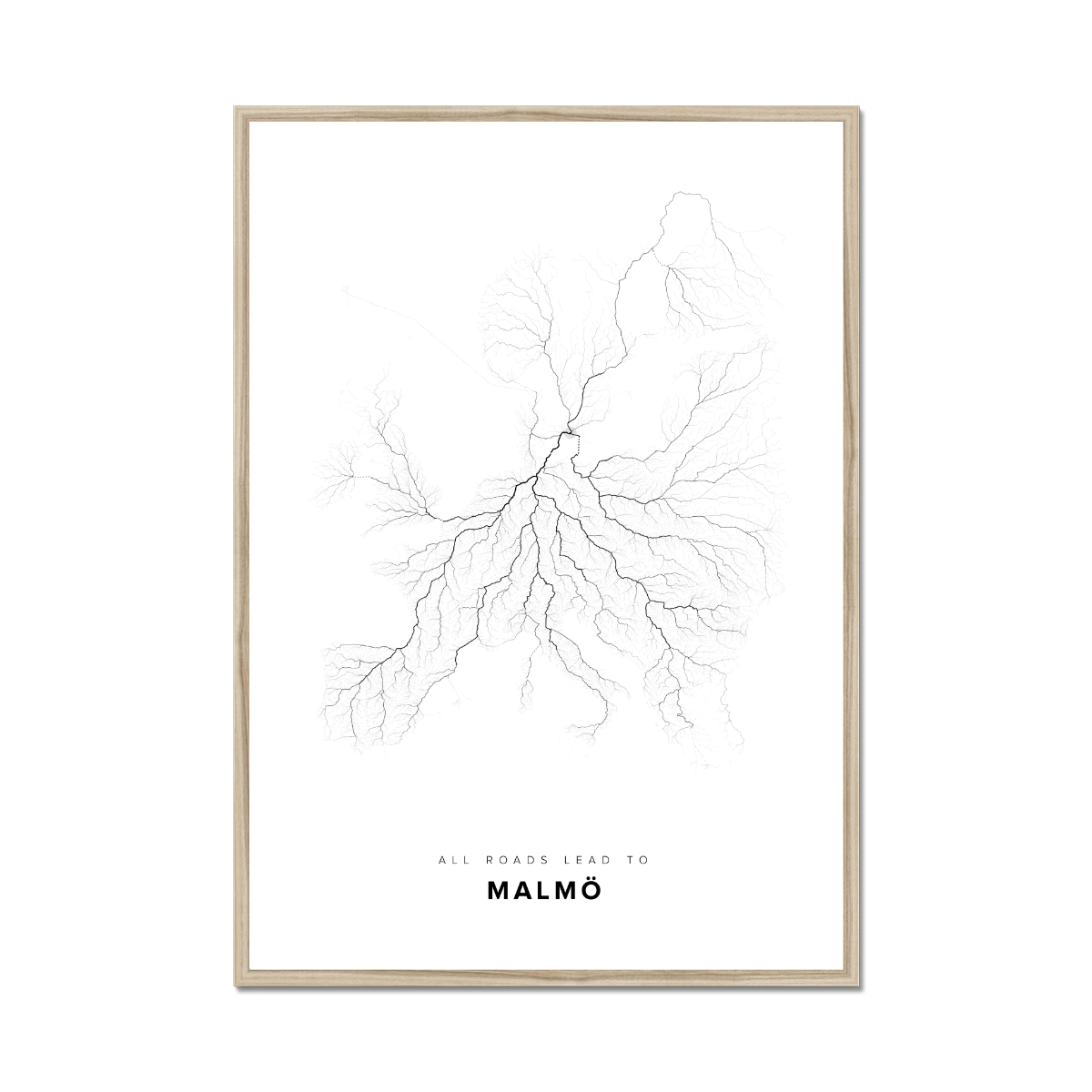 All roads lead to Malmö (Sweden) Fine Art Map Print