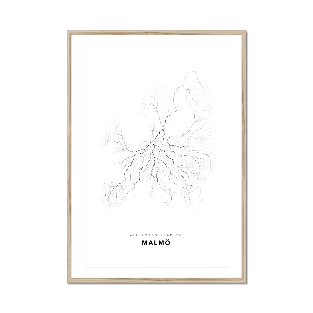 All roads lead to Malmö (Sweden) Fine Art Map Print