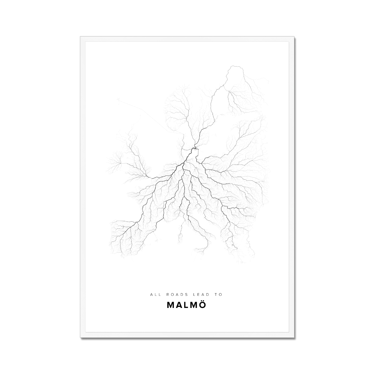 All roads lead to Malmö (Sweden) Fine Art Map Print