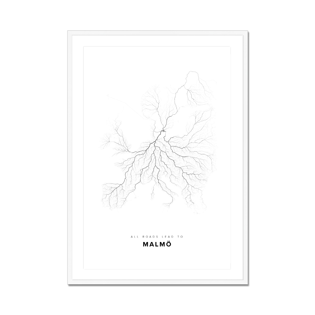 All roads lead to Malmö (Sweden) Fine Art Map Print