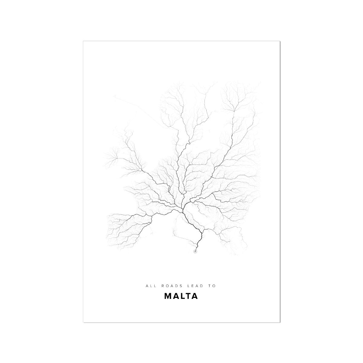 All roads lead to Malta Fine Art Map Print