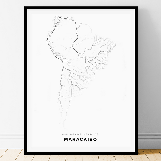 All roads lead to Maracaibo (Venezuela (Bolivarian Republic of)) Fine Art Map Print