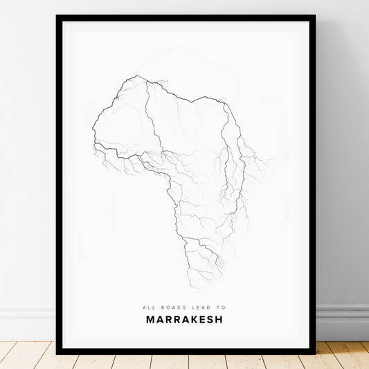 All roads lead to Marrakesh (Morocco) Fine Art Map Print