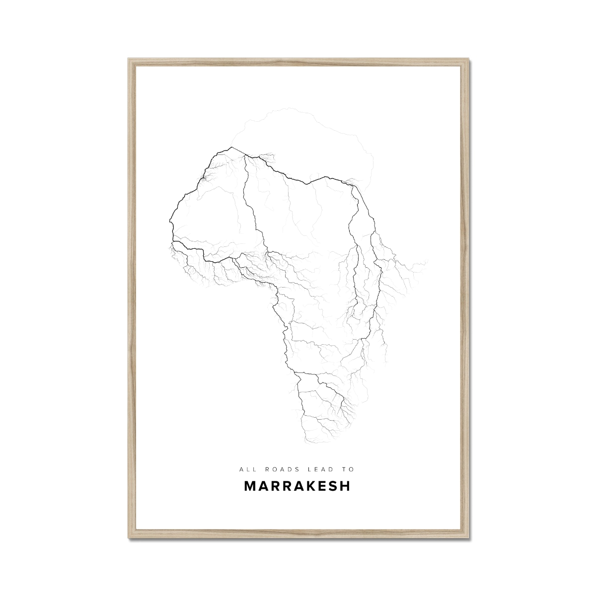 All roads lead to Marrakesh (Morocco) Fine Art Map Print
