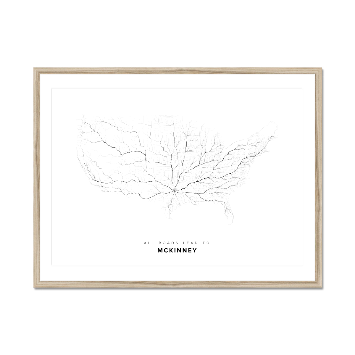 All roads lead to McKinney (United States of America) Fine Art Map Print