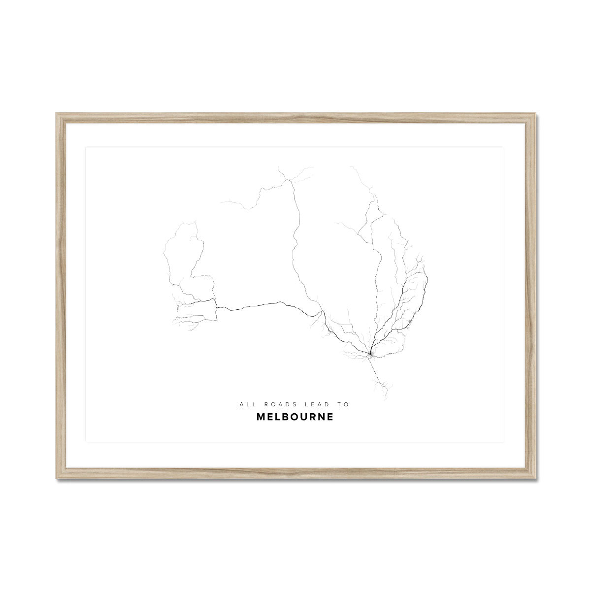 All roads lead to Melbourne (Australia) Fine Art Map Print