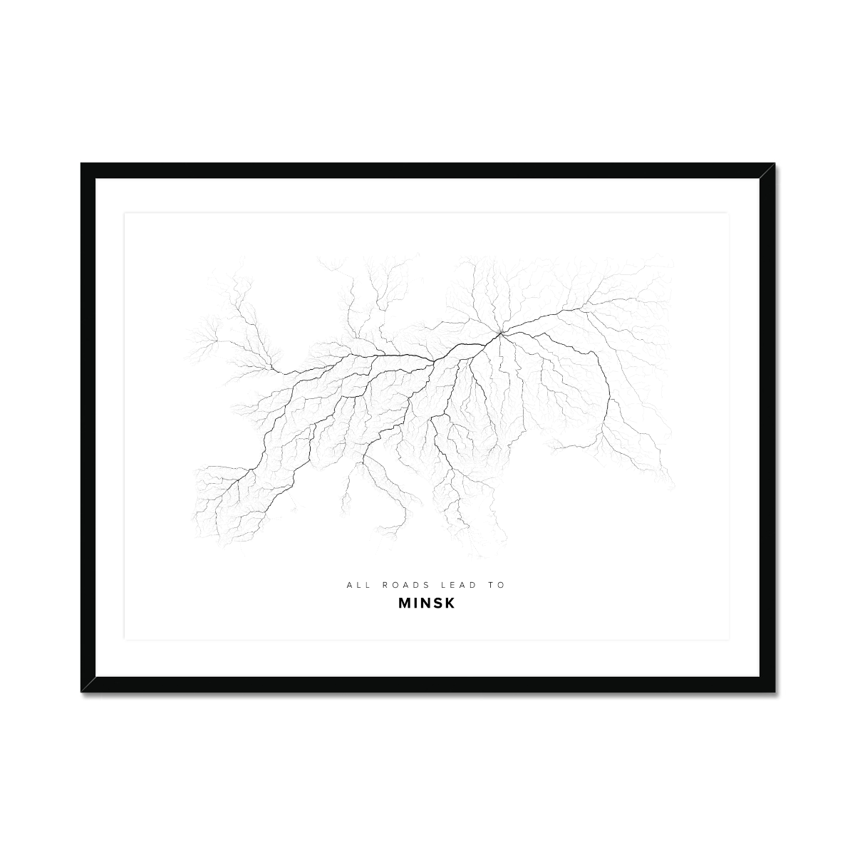 All roads lead to Minsk (Belarus) Fine Art Map Print