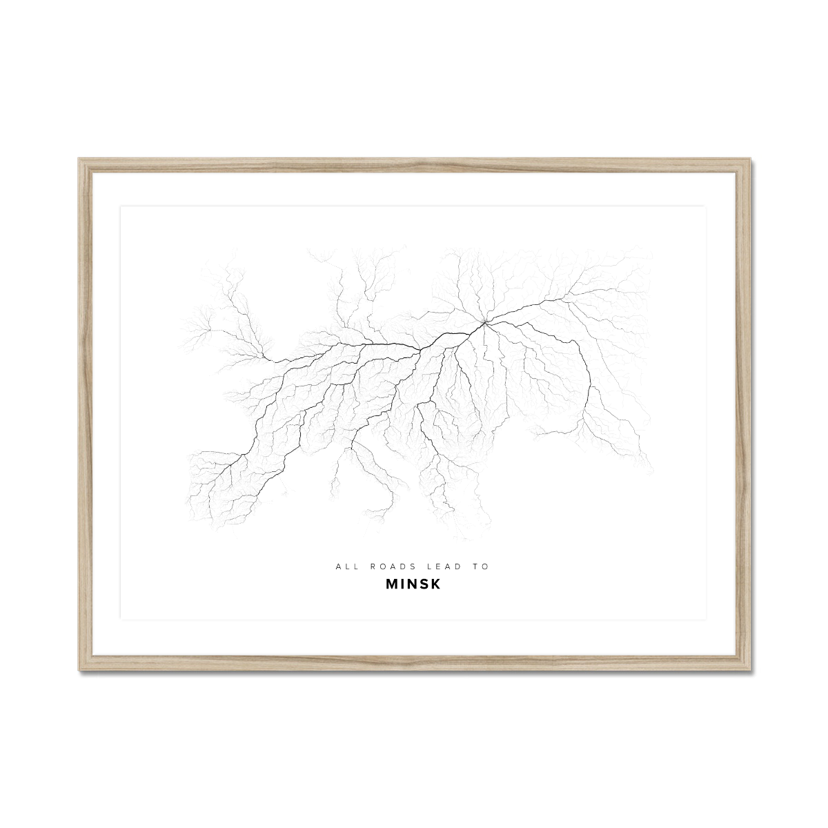 All roads lead to Minsk (Belarus) Fine Art Map Print