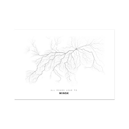 All roads lead to Minsk (Belarus) Fine Art Map Print