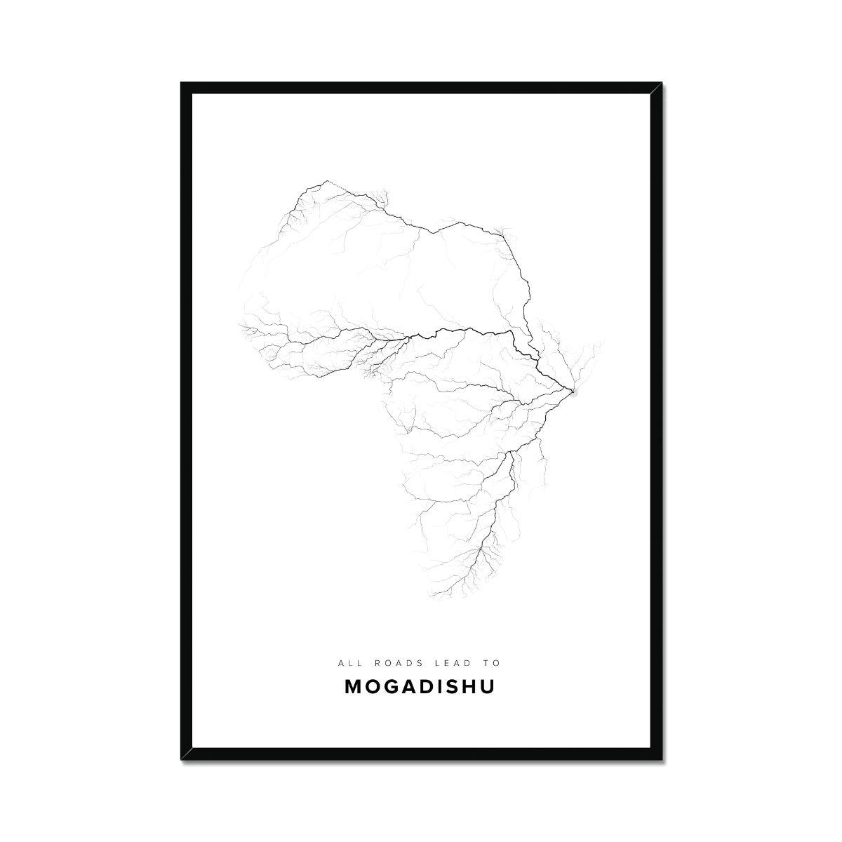 All roads lead to Mogadishu (Somalia) Fine Art Map Print