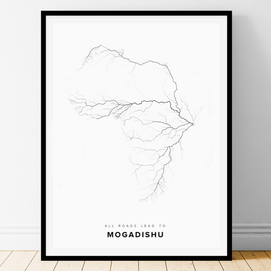 All roads lead to Mogadishu (Somalia) Fine Art Map Print
