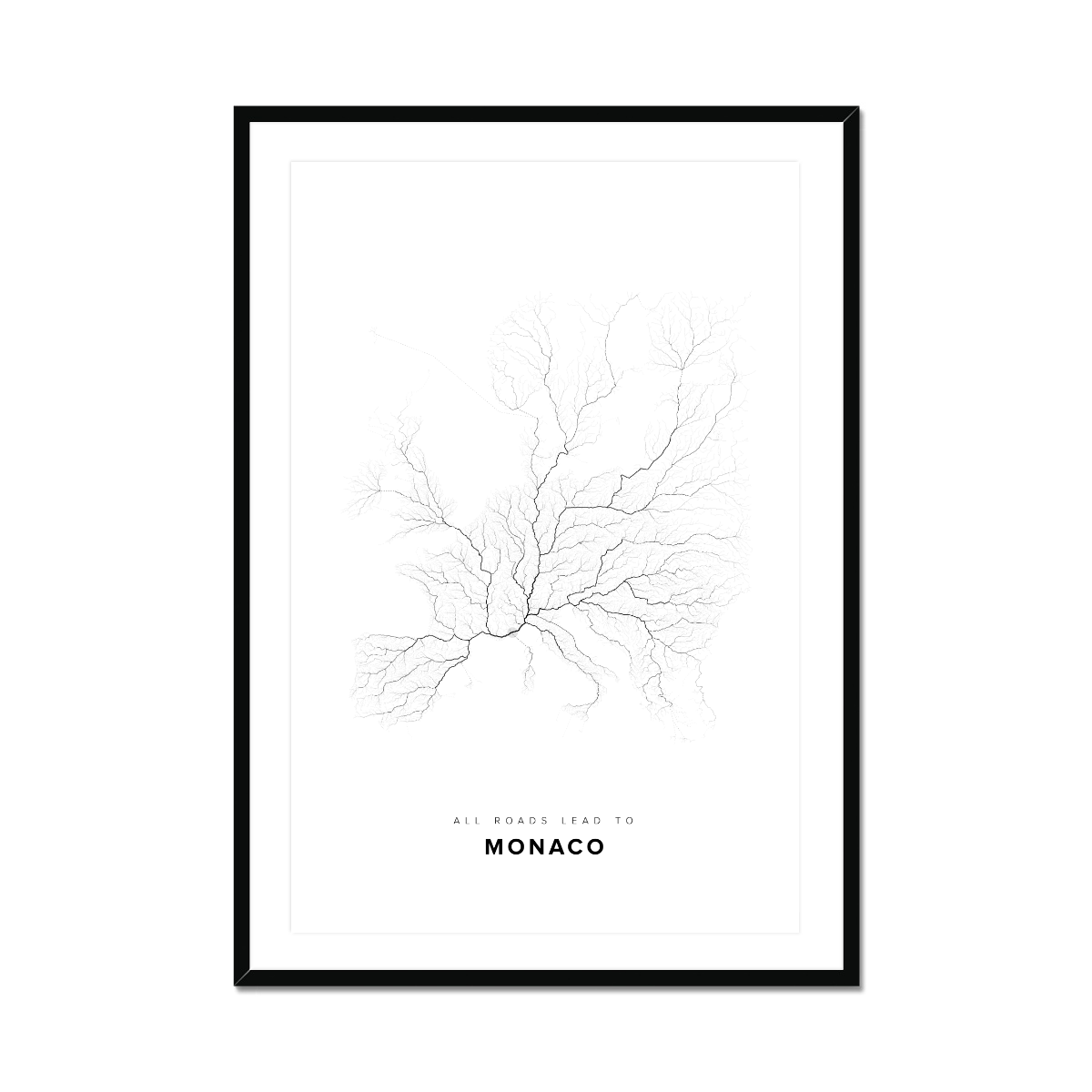 All roads lead to Monaco (Monaco) Fine Art Map Print