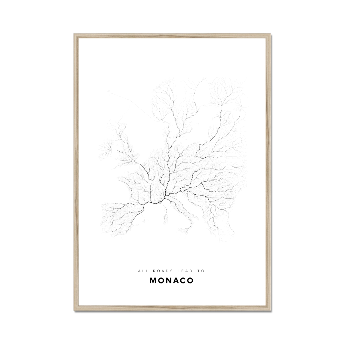 All roads lead to Monaco (Monaco) Fine Art Map Print