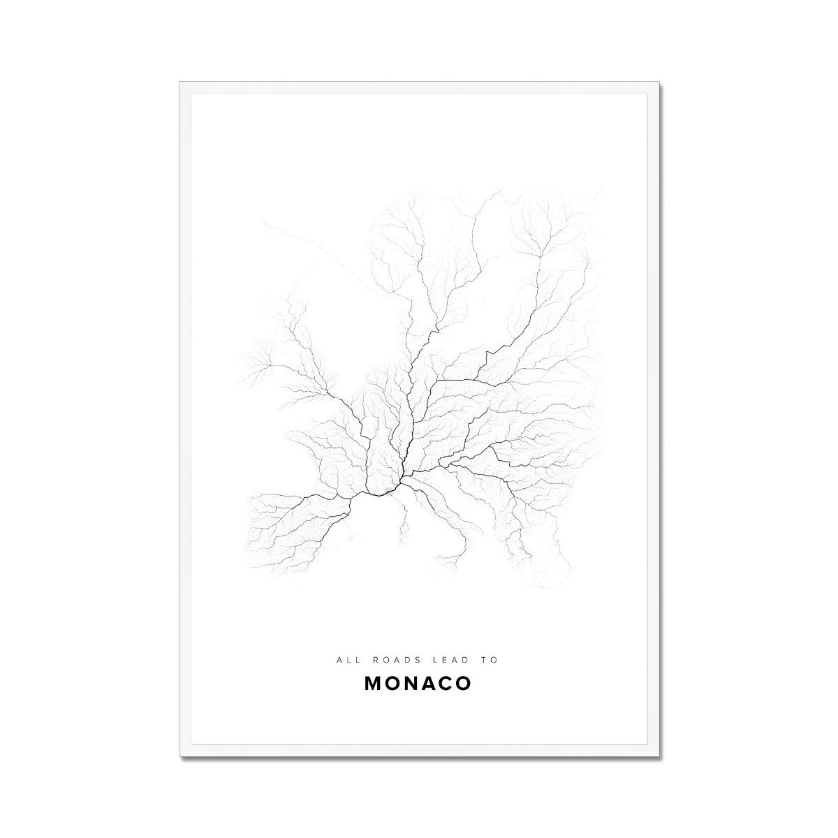 All roads lead to Monaco (Monaco) Fine Art Map Print