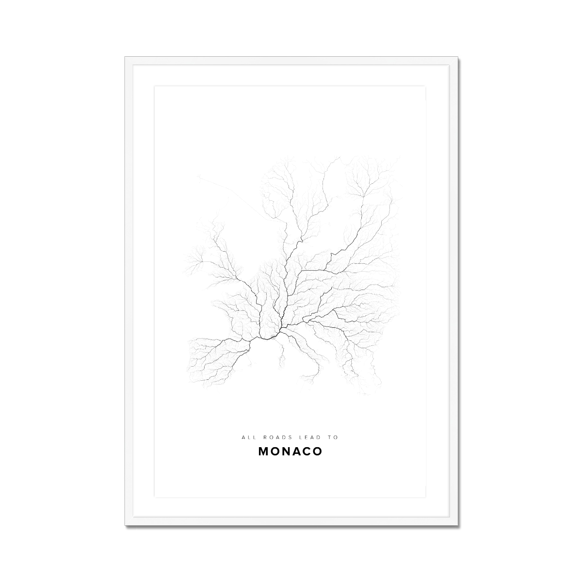 All roads lead to Monaco (Monaco) Fine Art Map Print