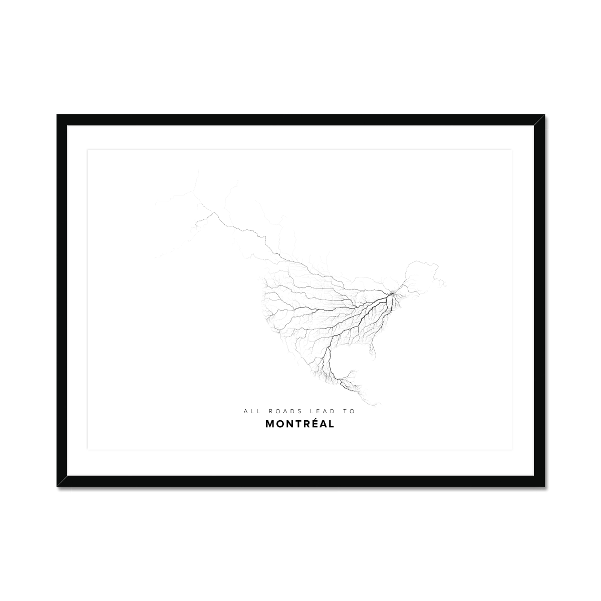 All roads lead to Montréal (Canada) Fine Art Map Print
