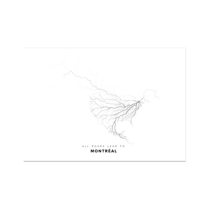 All roads lead to Montréal (Canada) Fine Art Map Print