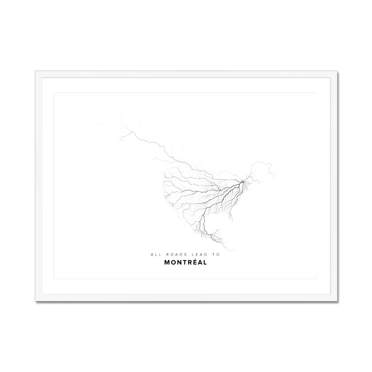 All roads lead to Montréal (Canada) Fine Art Map Print