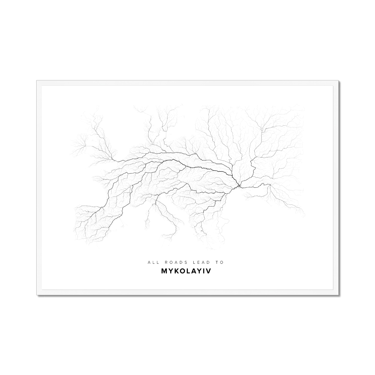 All roads lead to Mykolayiv (Ukraine) Fine Art Map Print