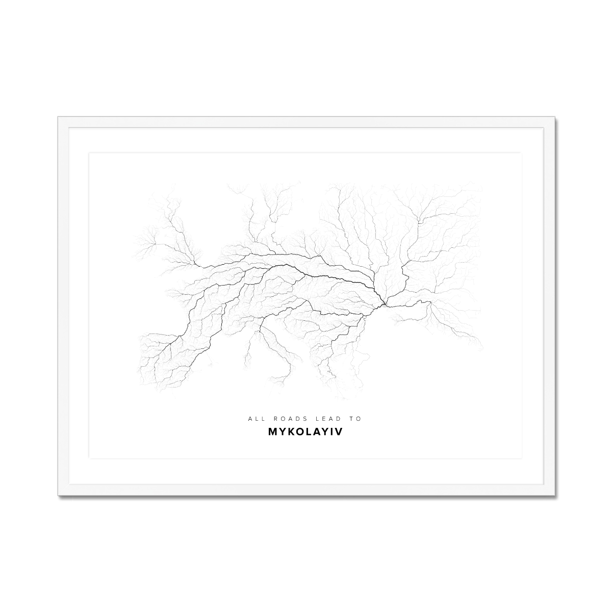 All roads lead to Mykolayiv (Ukraine) Fine Art Map Print