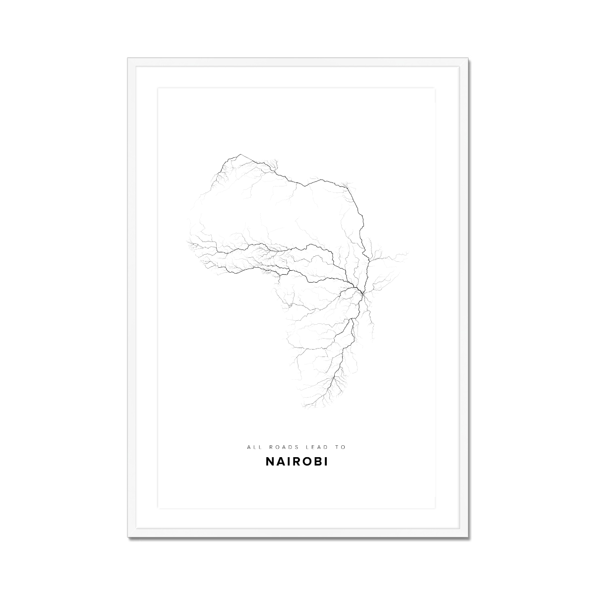 All roads lead to Nairobi (Kenya) Fine Art Map Print