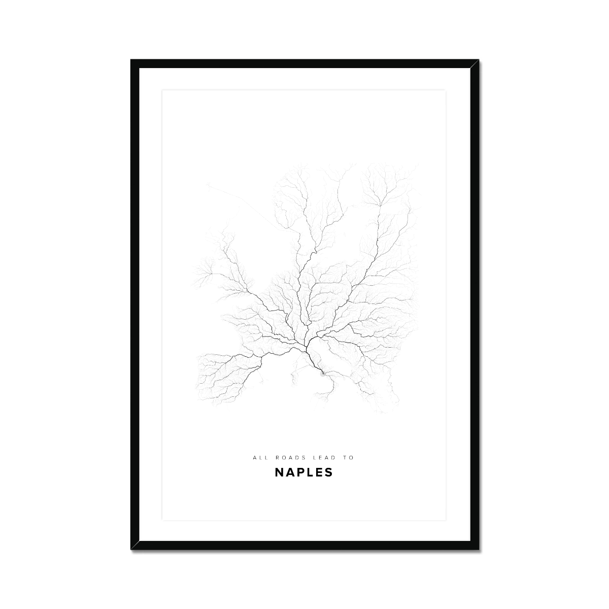 All roads lead to Naples (Italy) Fine Art Map Print