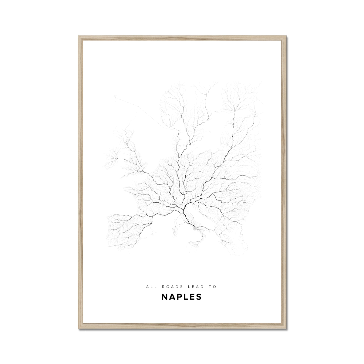 All roads lead to Naples (Italy) Fine Art Map Print