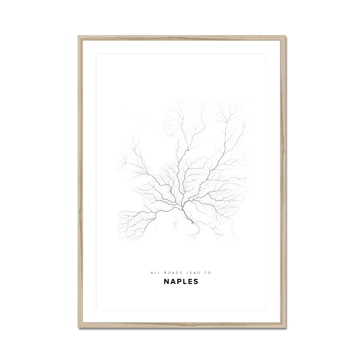 All roads lead to Naples (Italy) Fine Art Map Print