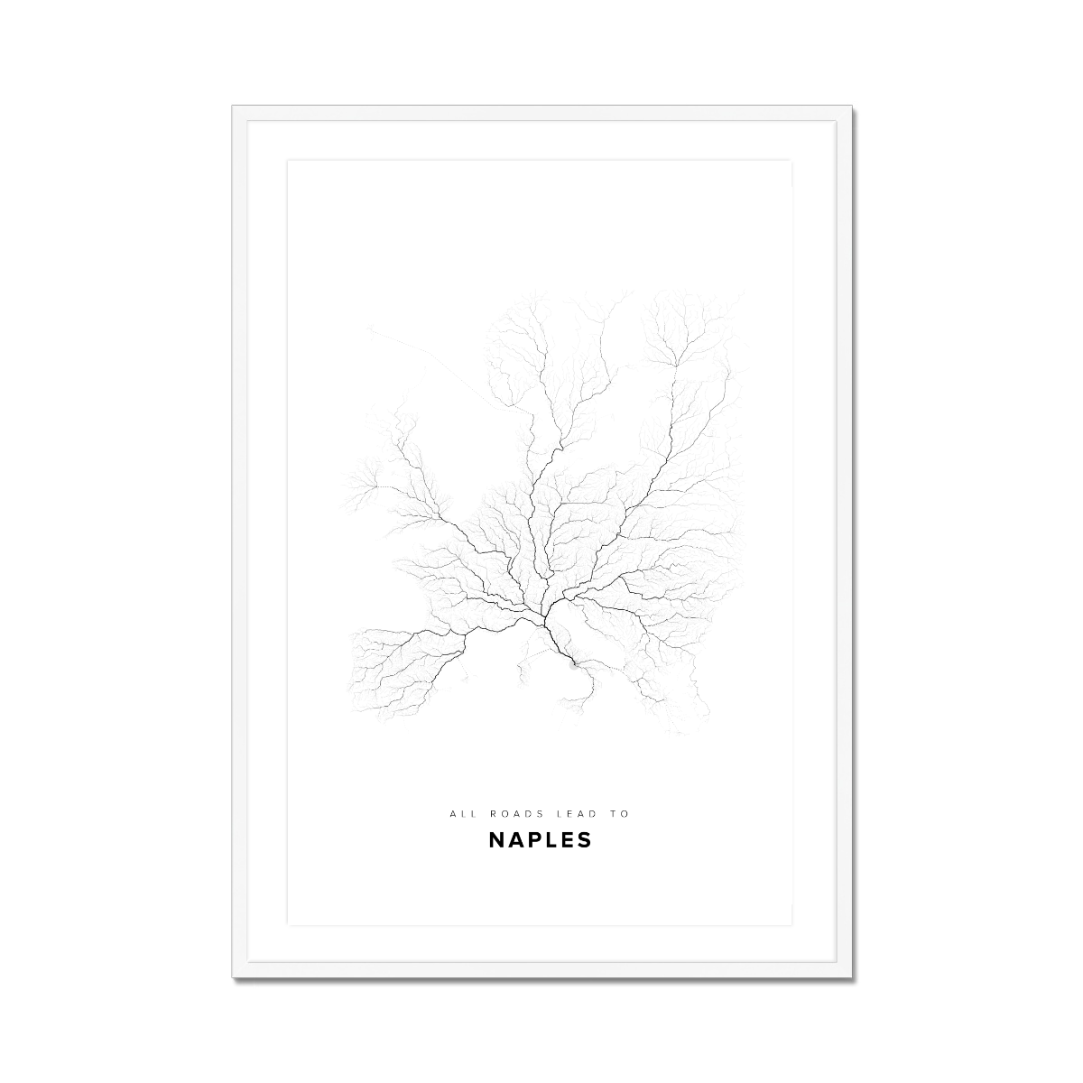All roads lead to Naples (Italy) Fine Art Map Print
