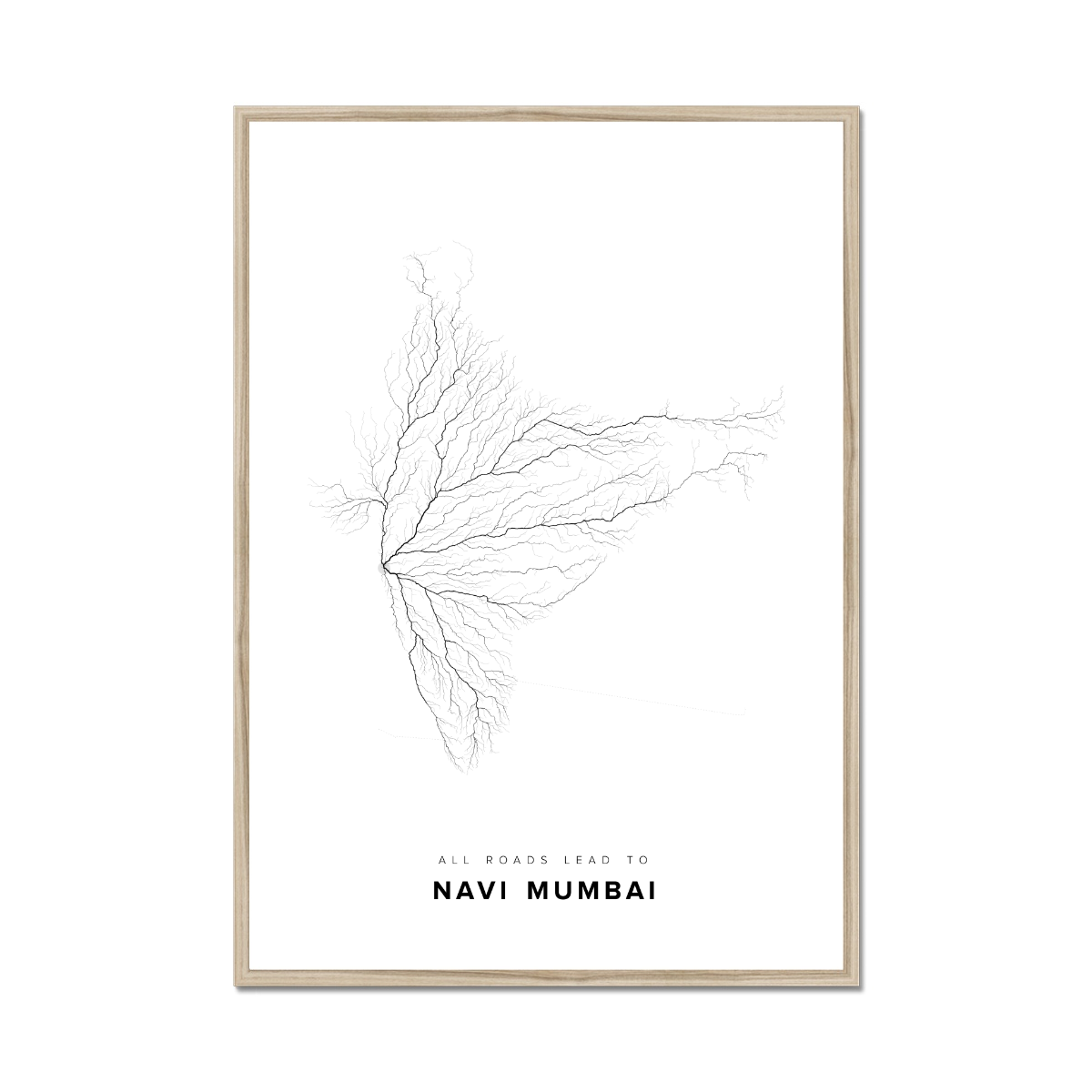 All roads lead to Navi Mumbai (India) Fine Art Map Print
