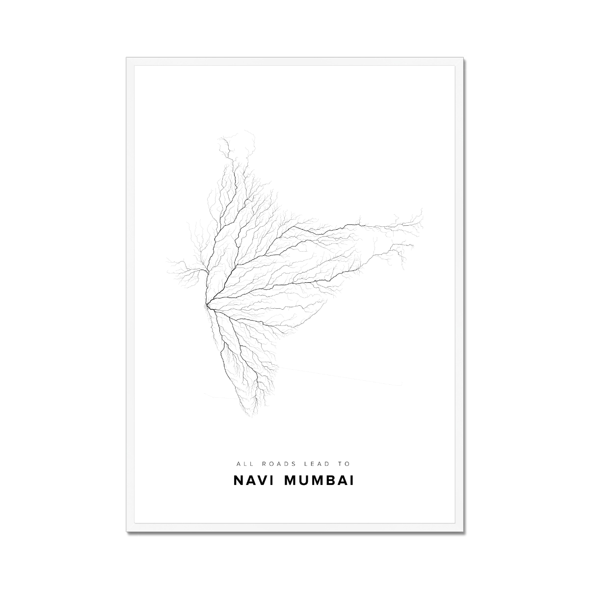 All roads lead to Navi Mumbai (India) Fine Art Map Print