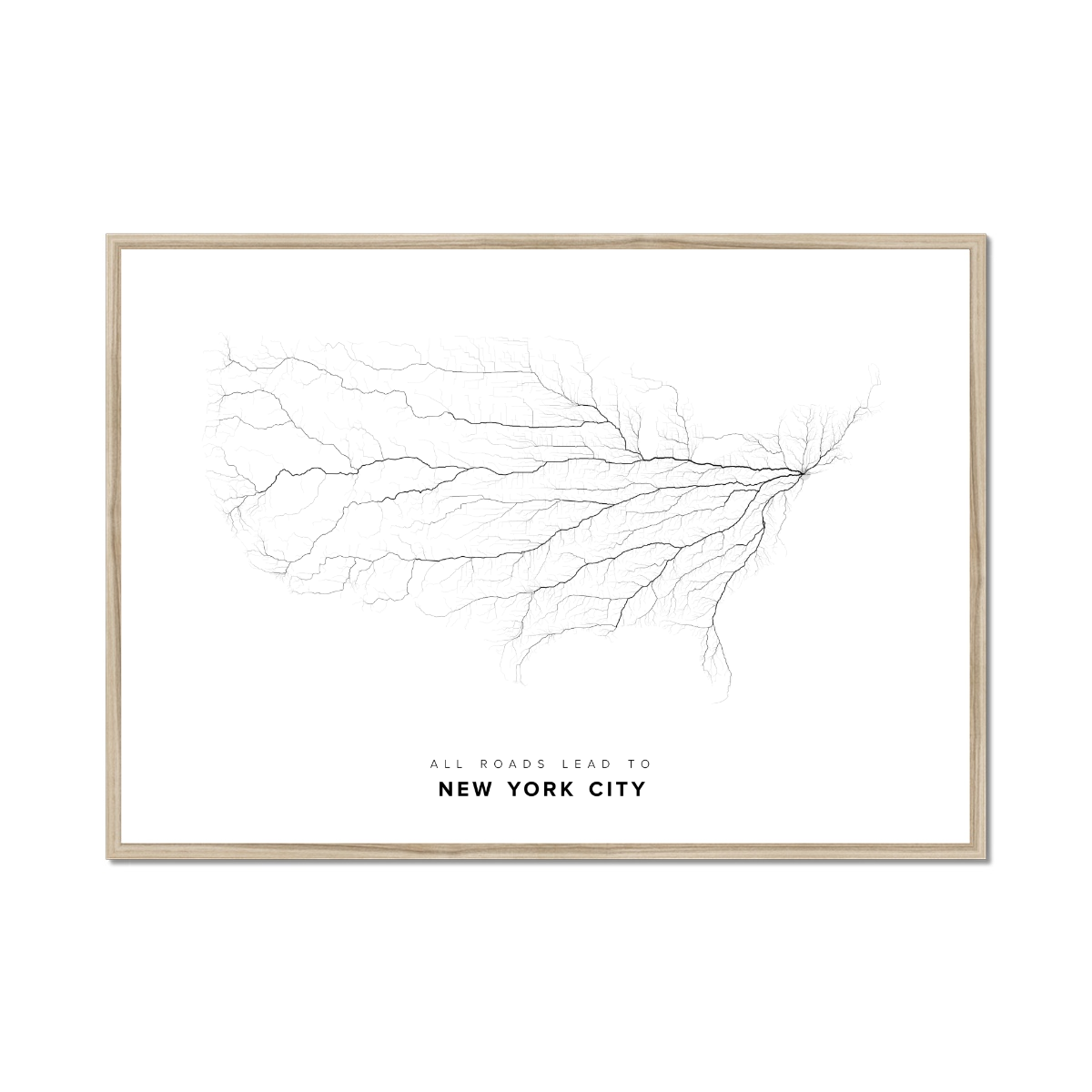 All roads lead to New York City (United States of America) Fine Art Map Print