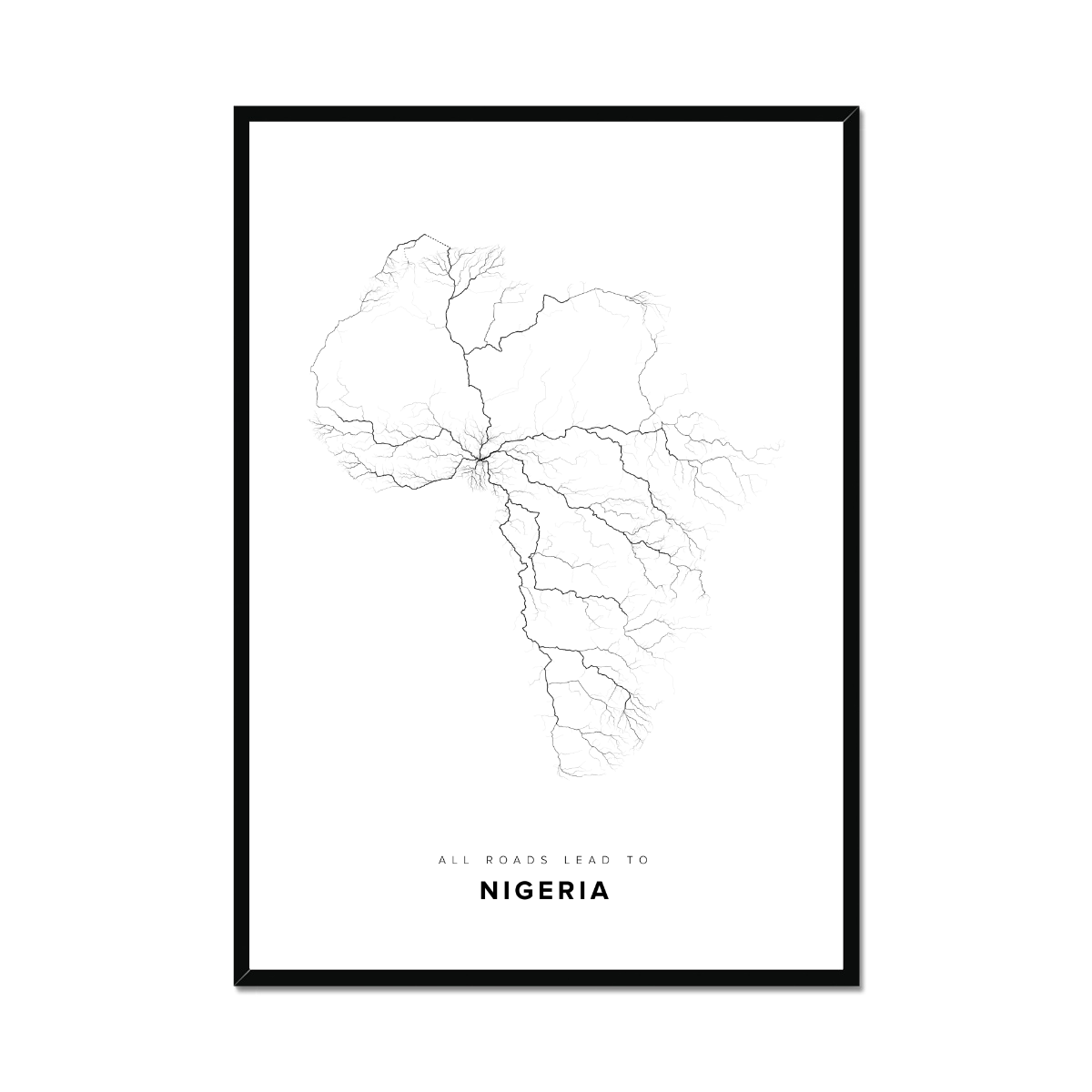 All roads lead to Nigeria Fine Art Map Print