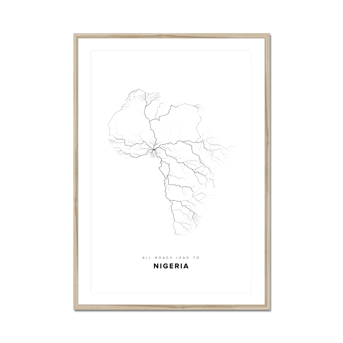All roads lead to Nigeria Fine Art Map Print