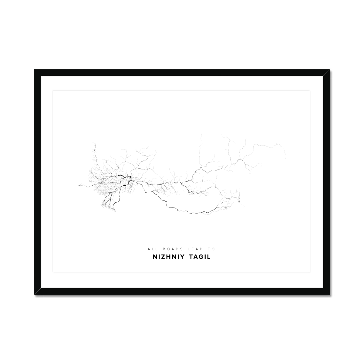 All roads lead to Nizhniy Tagil (Russian Federation) Fine Art Map Print