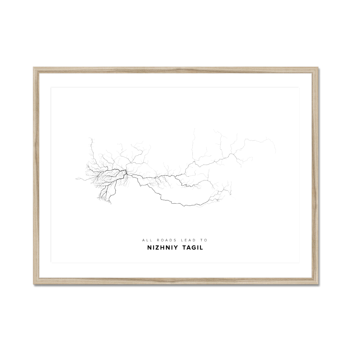 All roads lead to Nizhniy Tagil (Russian Federation) Fine Art Map Print
