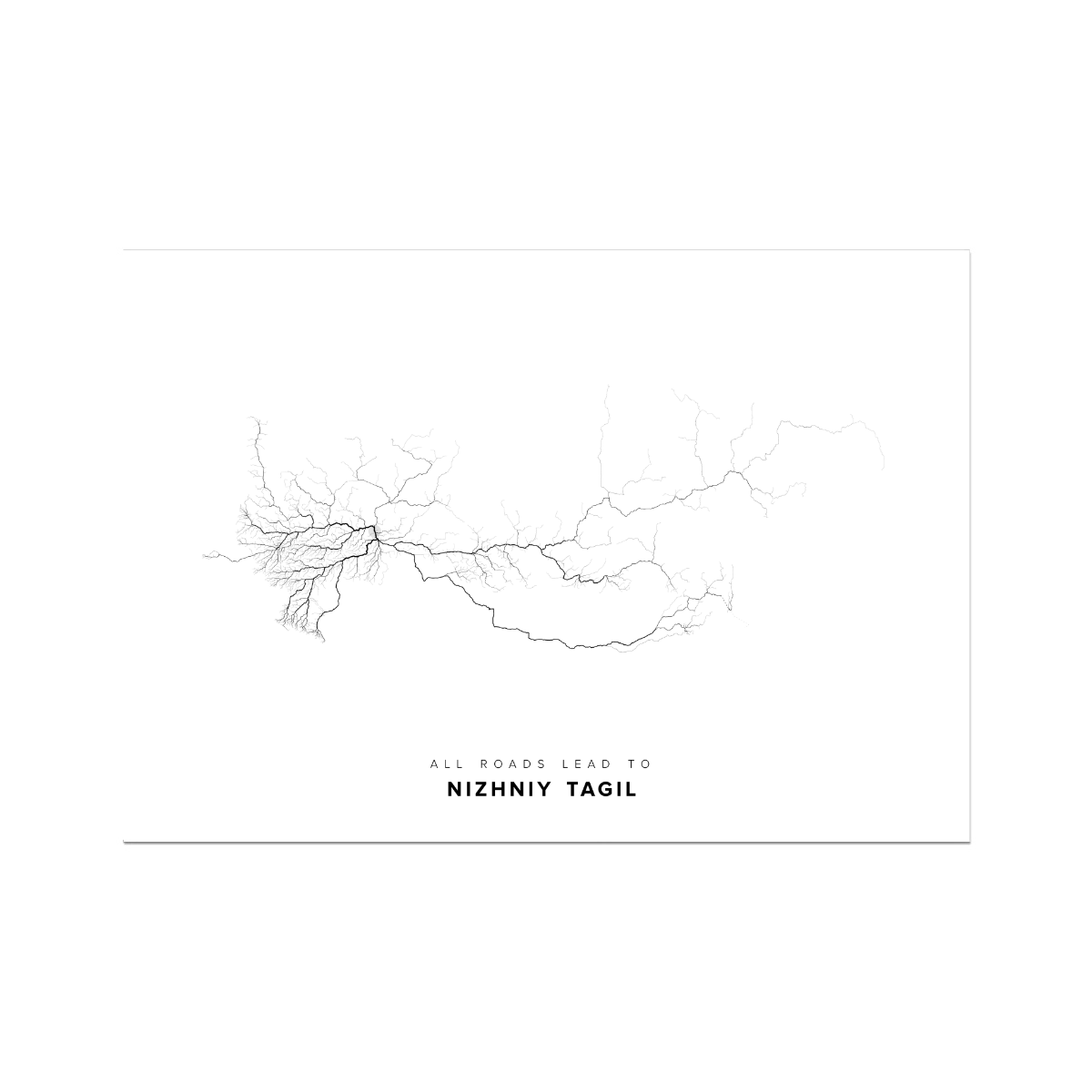 All roads lead to Nizhniy Tagil (Russian Federation) Fine Art Map Print