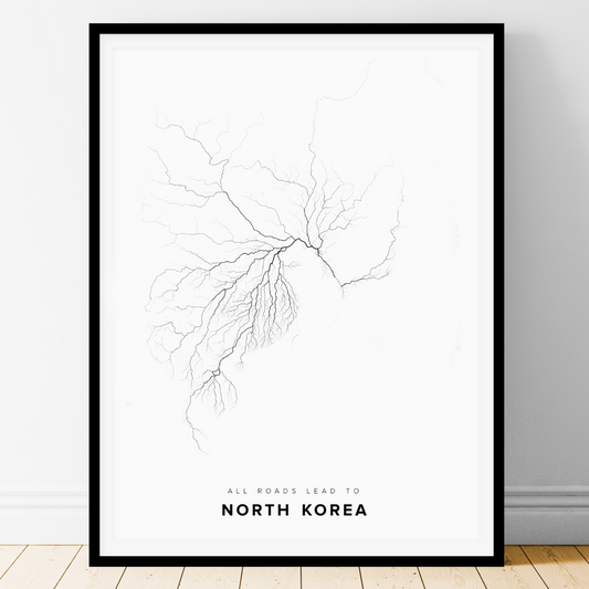 All roads lead to North Korea Fine Art Map Print