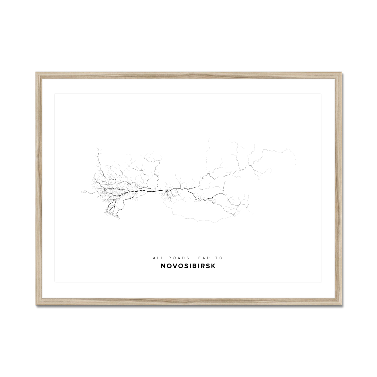 All roads lead to Novosibirsk (Russian Federation) Fine Art Map Print